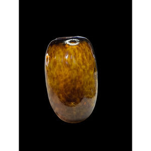 Vintage Amber Hand Blown Glass Leopard-spotted Vase
